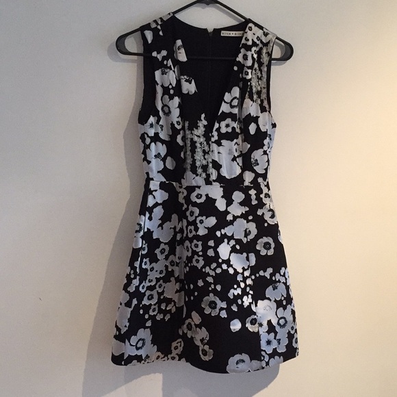 Alice and Olivia black/white/silver floral dress - Picture 2 of 3